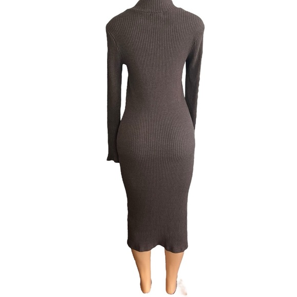 Anthropologie T.L.A Grey Mock Neck Cut Out Midi Dress - Picture 7 of 14